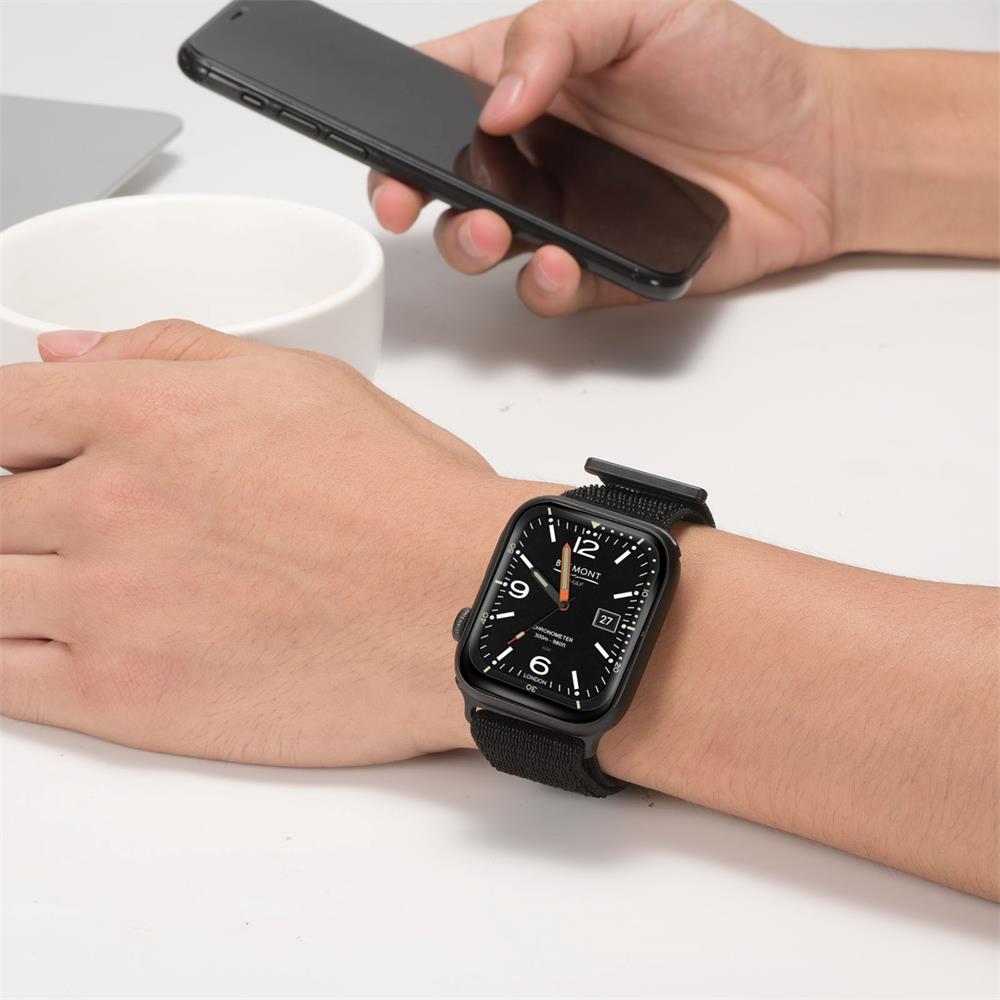 Fitnessarmband Nylon für Apple Watch 1-9 - 42/44/45 in Schwarz