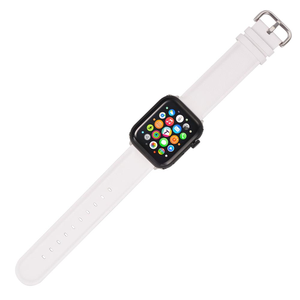 Fitnessarmband LEDER für Apple Watch 1-9 - 42/44/45 Gr. L in Weiss