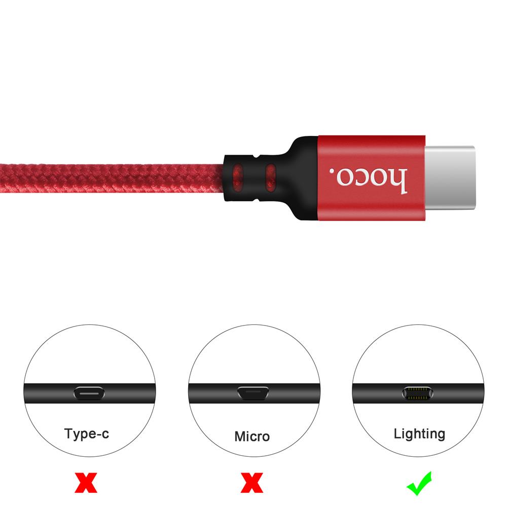 Hoco USB Kabel - X14 Type-C - 2M in Schwarz-Rot