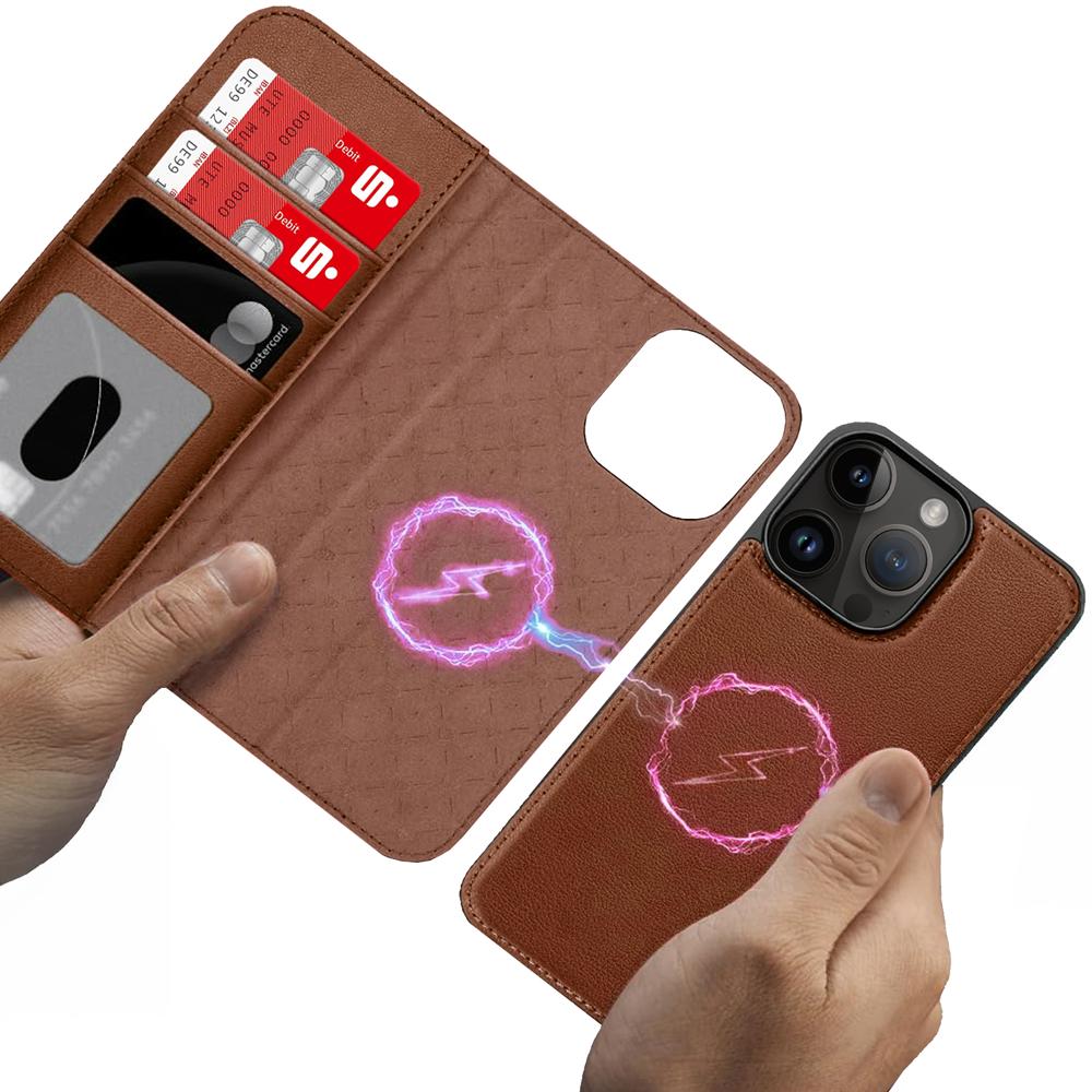 Magnetic Wallet für Apple iPhone 16 Pro Max in Braun