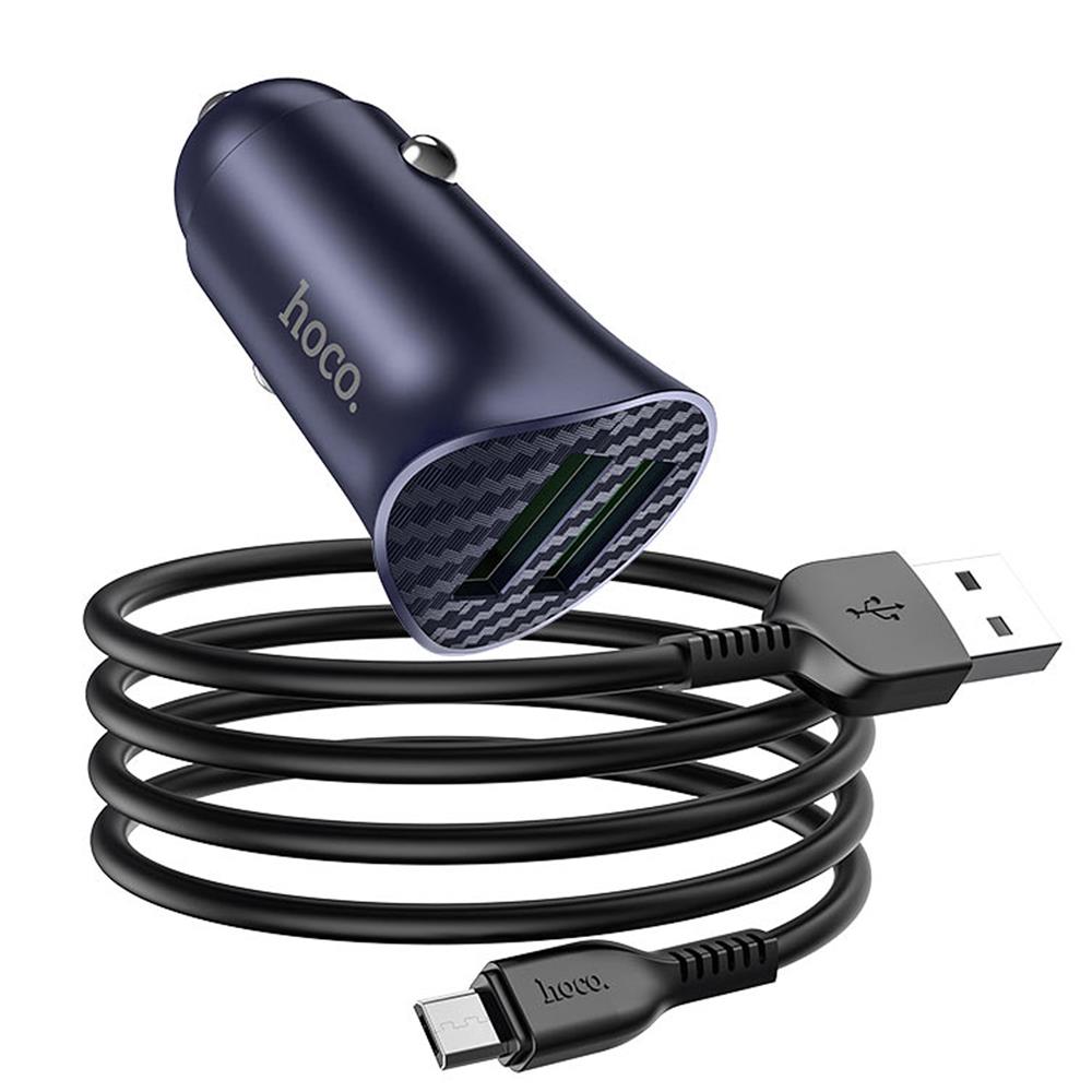 Kfz-Ladegerät Hoco - Z39 microUSB in Blau