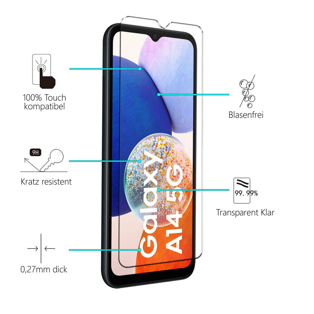 4in1 Glas Set für Samsung Galaxy A14 4G/5G