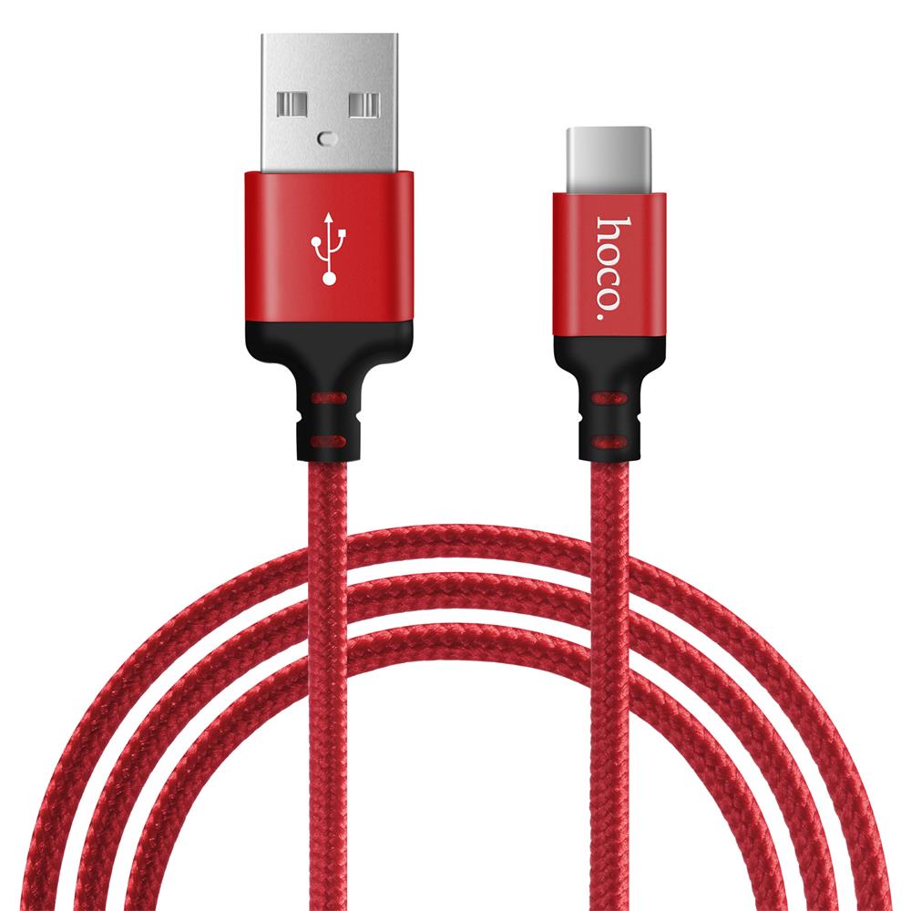 Hoco USB Kabel - X14 Type-C - 2M in Schwarz-Rot