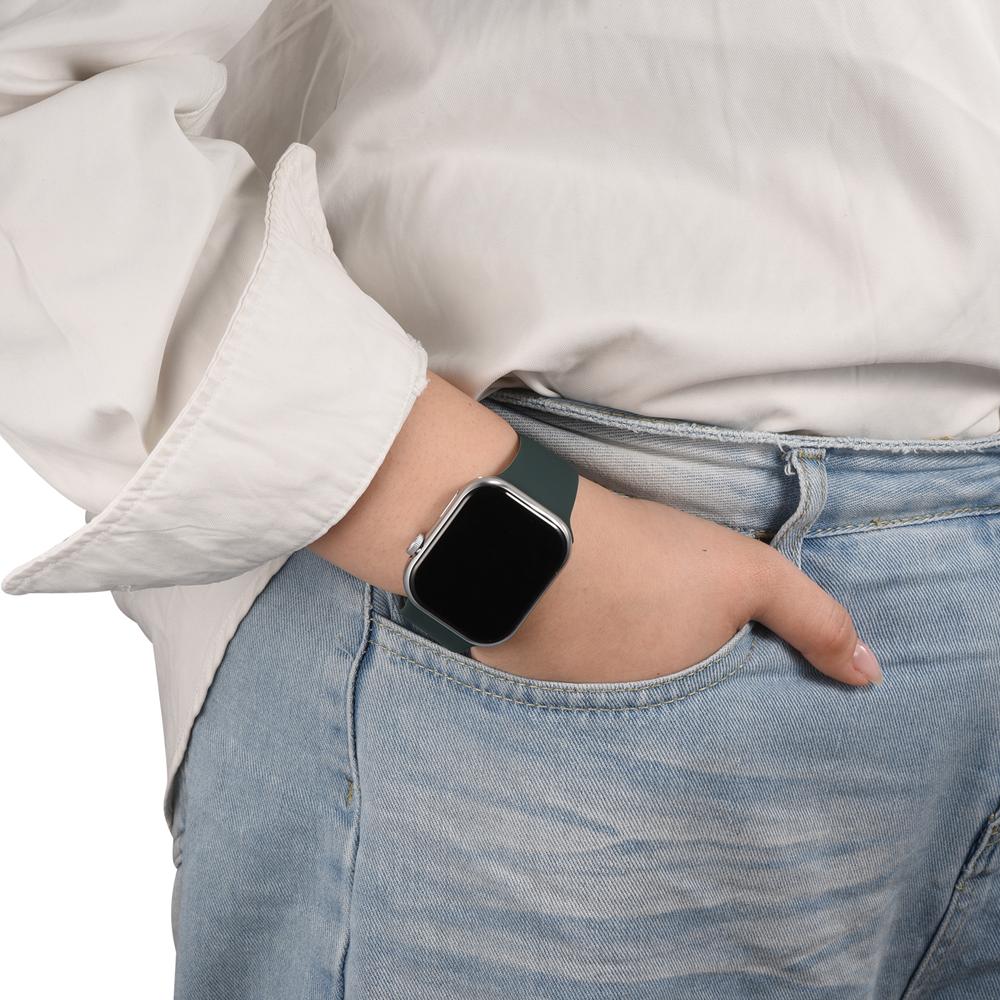 Silikonarmband Butterfly Apple Watch 1-11/SE1-3/Ultra1-3 - 42/44/45/49mm in Tannengrün - Größe L