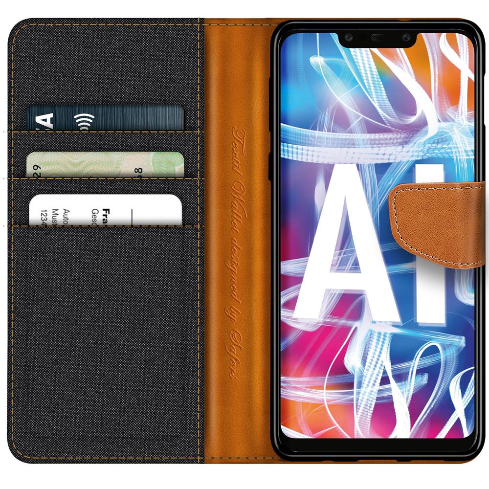 Textil Wallet für Huawei Mate 20 Lite in Schwarz
