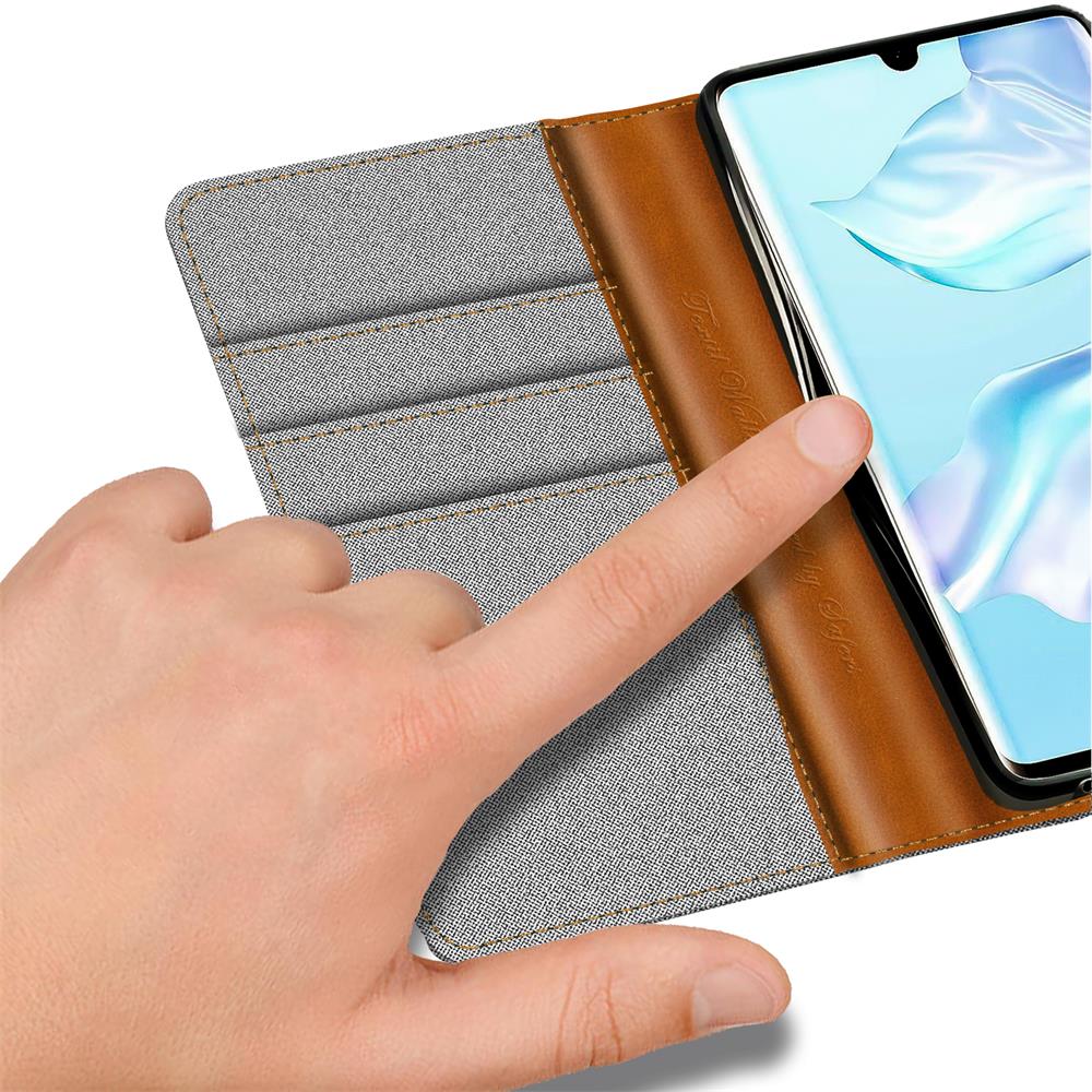 Textil Wallet für Huawei P30 Pro in Grau