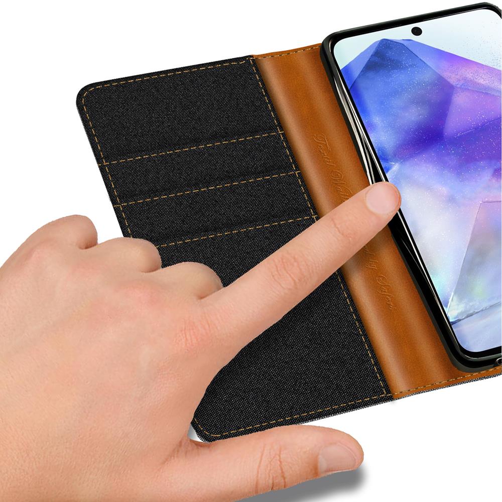 Textil Wallet für Samsung Galaxy A56 5G in Schwarz