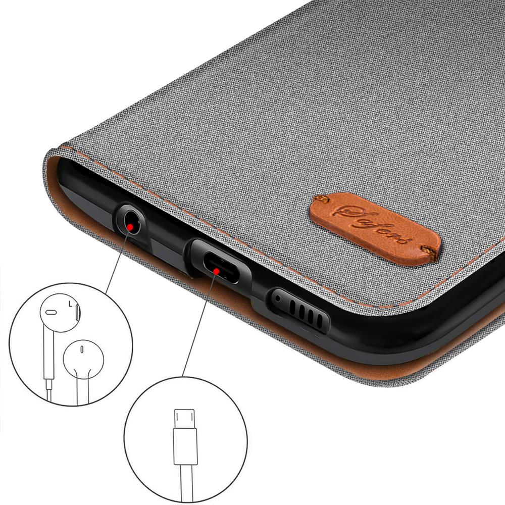 Textil Wallet für Xiaomi Redmi Note 14 Pro Plus 5G in Grau
