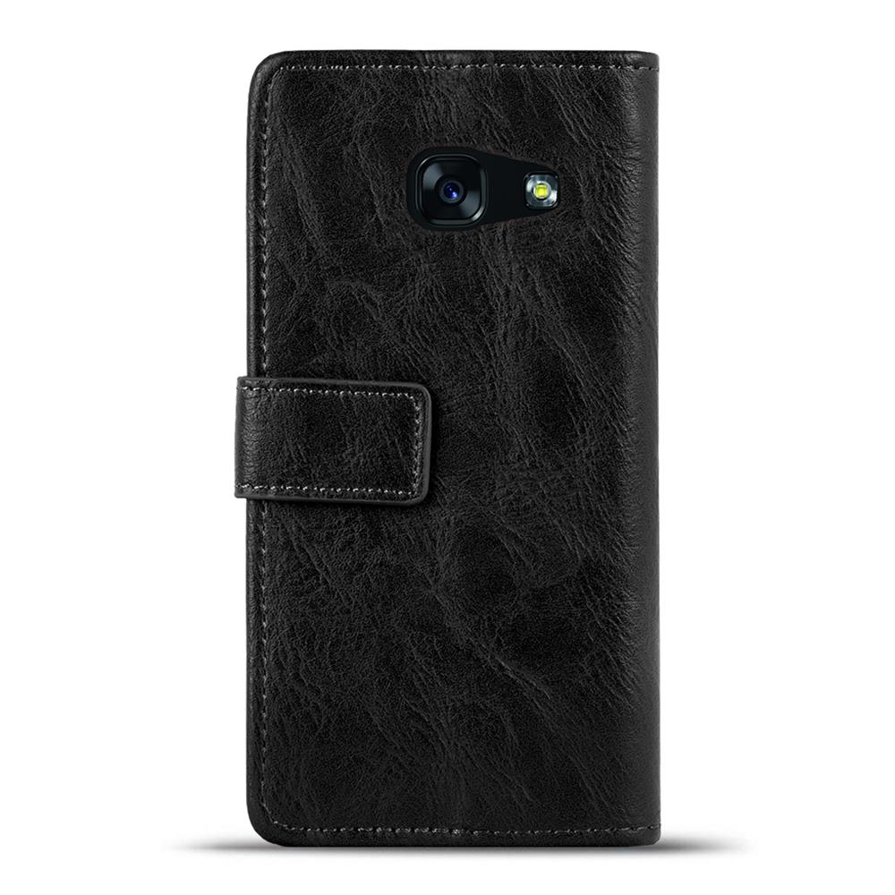 Retro Wallet für Samsung Galaxy A3 2017 (A320) in Schwarz