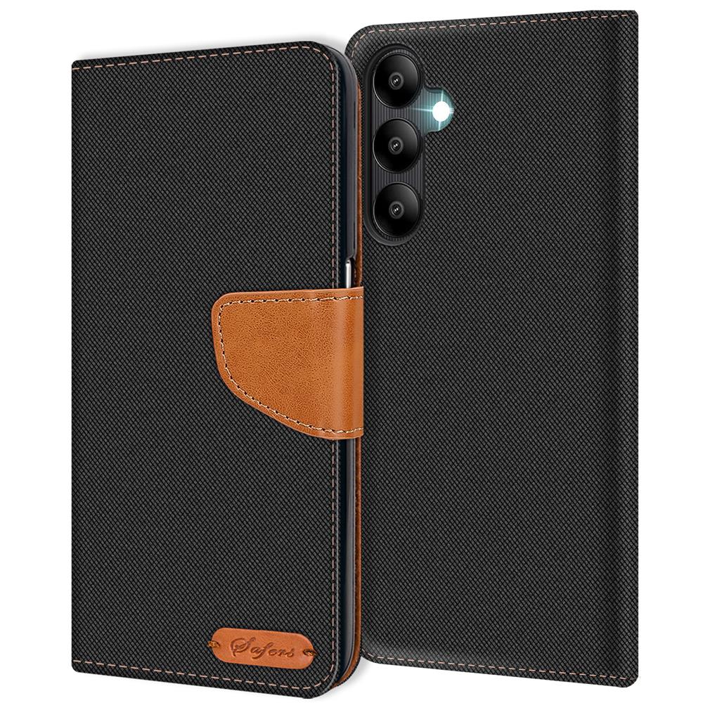 Textil Wallet für Samsung Galaxy A25 5G in Schwarz