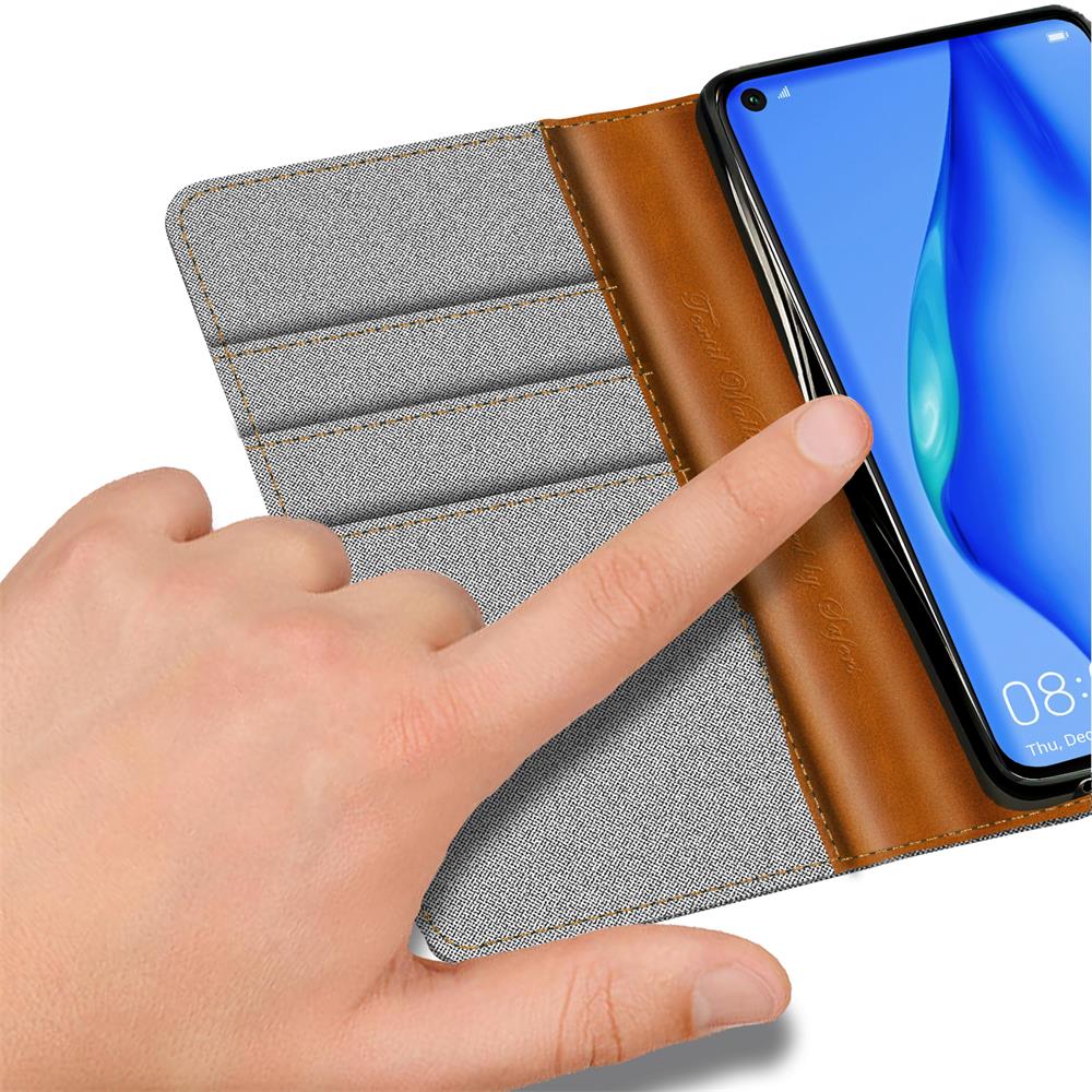 Textil Wallet für Huawei P40 Lite in Grau