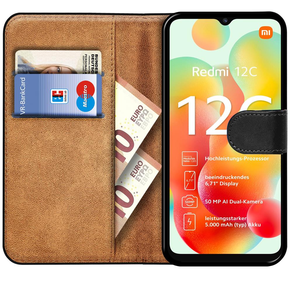 Basic Wallet für Xiaomi Redmi 12C in Schwarz