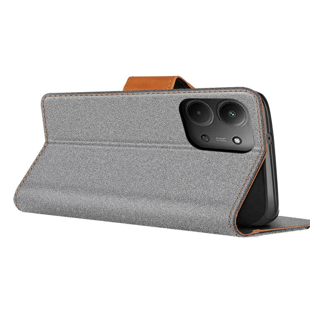 Textil Wallet für Xiaomi Redmi 15C in Grau