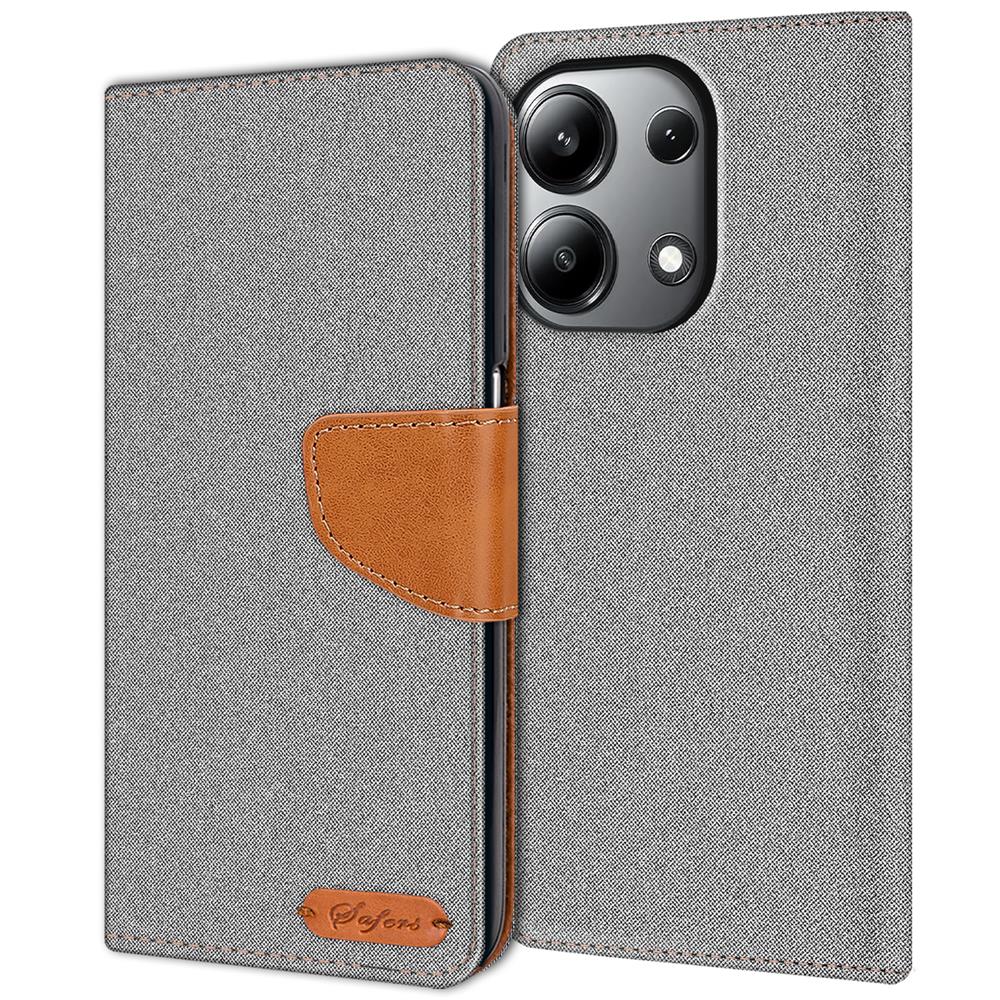 Textil Wallet für Xiaomi Redmi Note 13 (4G) in Grau