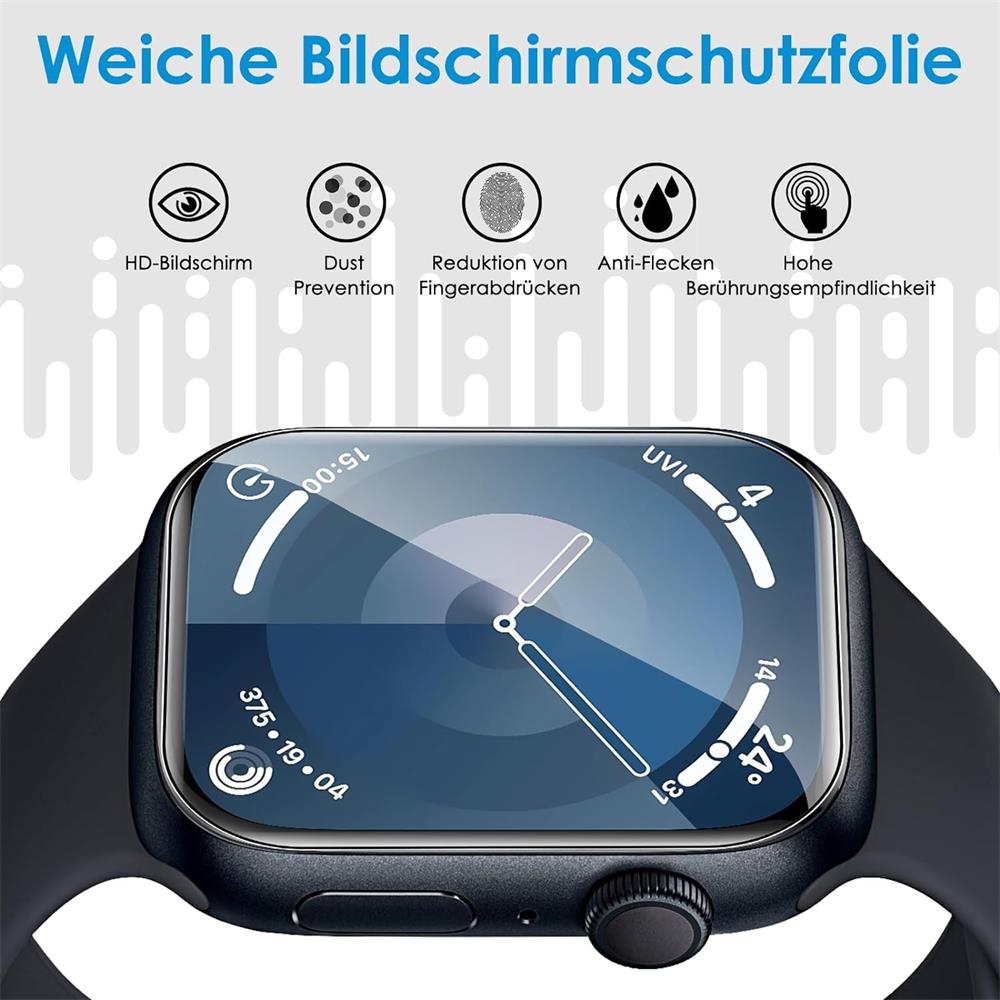 Clear Schutzfolie für Apple Watch 7 - 9 - 45mm im 2er Pack