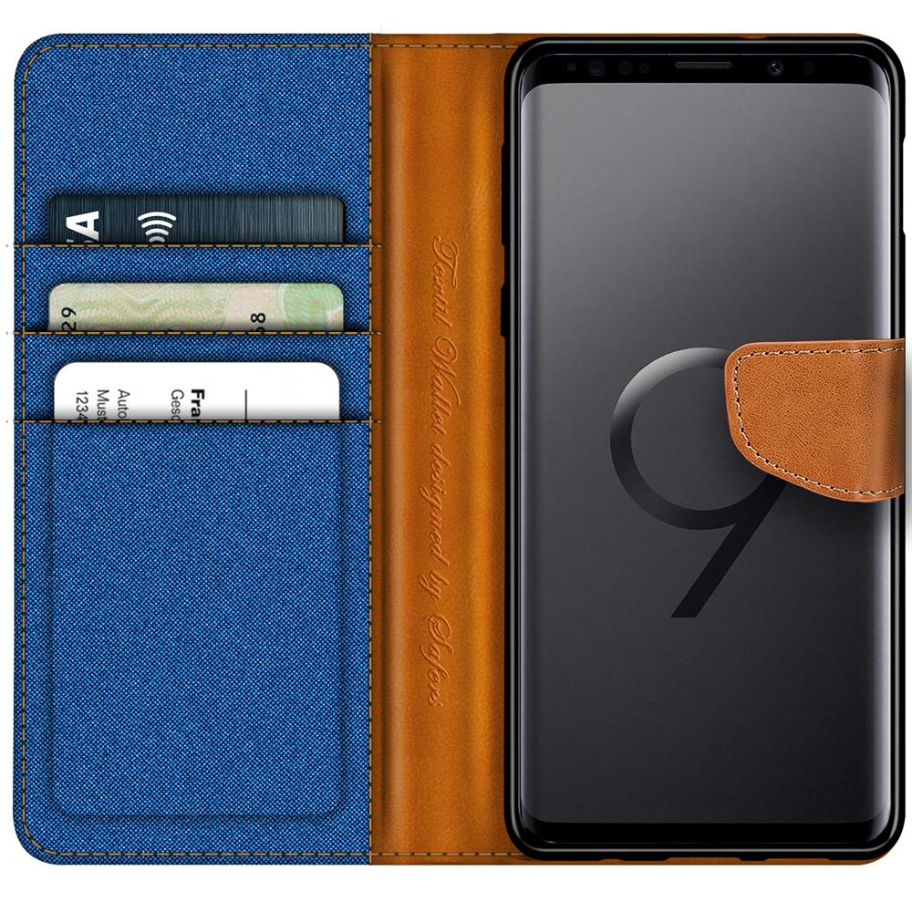 Textil Wallet für Samsung Galaxy S9 Plus in Blau