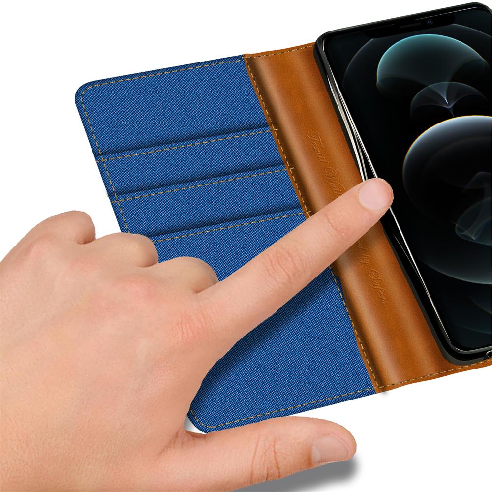 Textil Wallet für Apple iPhone 15 Pro Max in Blau