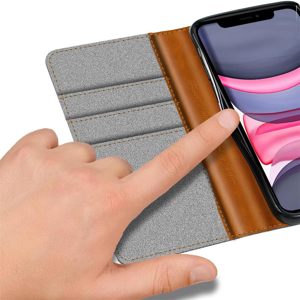 Textil Wallet für Apple iPhone 11 in Grau