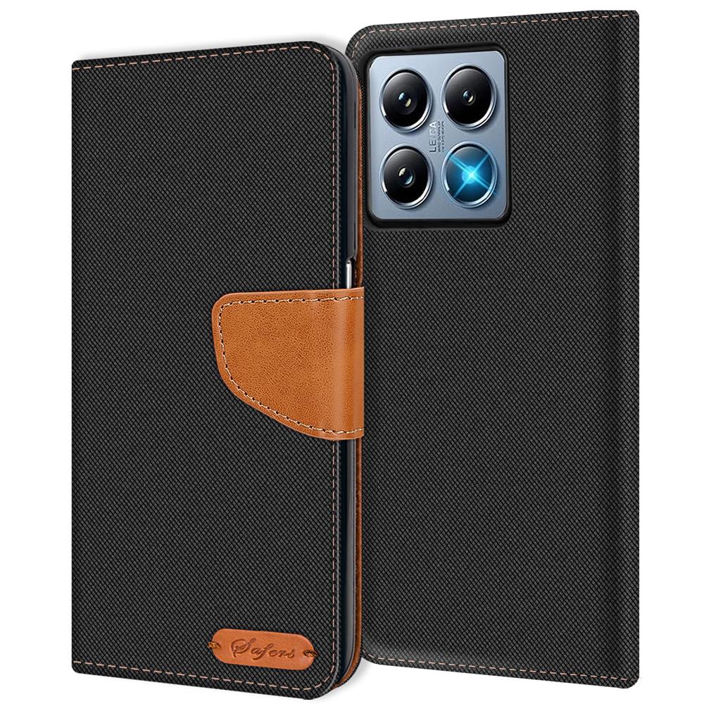 Textil Wallet für Xiaomi 14T Pro in Schwarz