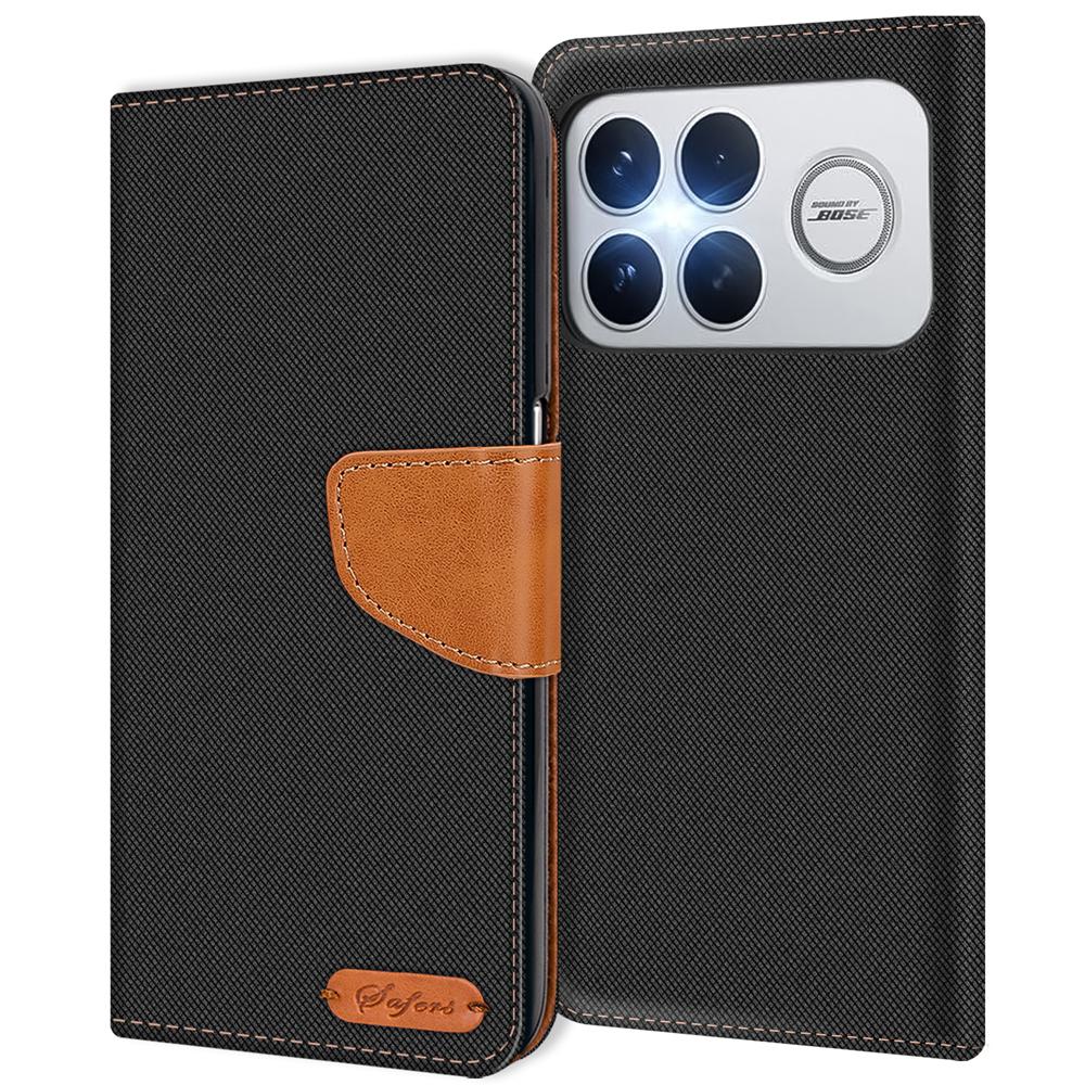 Textil Wallet für Xiaomi Poco F8 Ultra in Schwarz