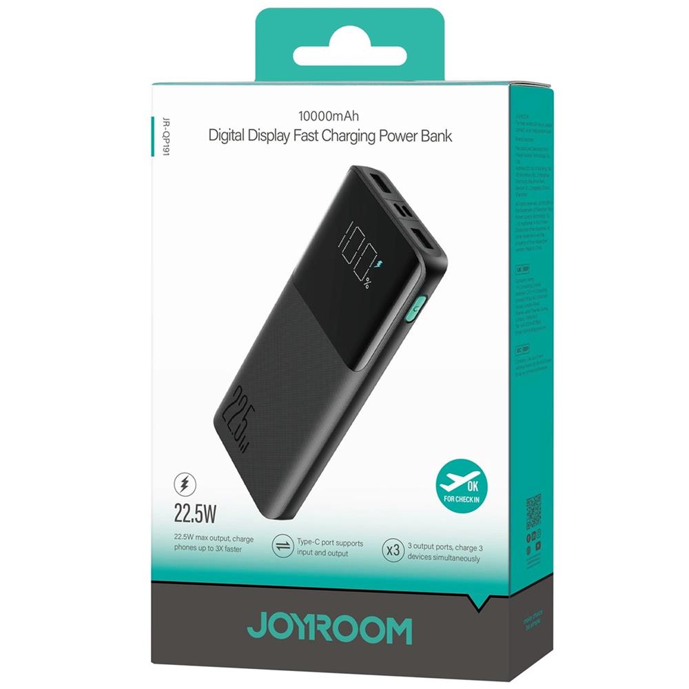 Power Bank - Joyroom - JR-QP191 - 10000 mAh in Schwarz
