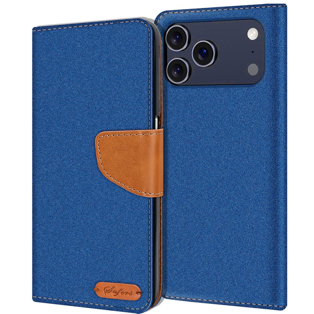 Textil Wallet für Apple iPhone 17 Pro Max in Blau