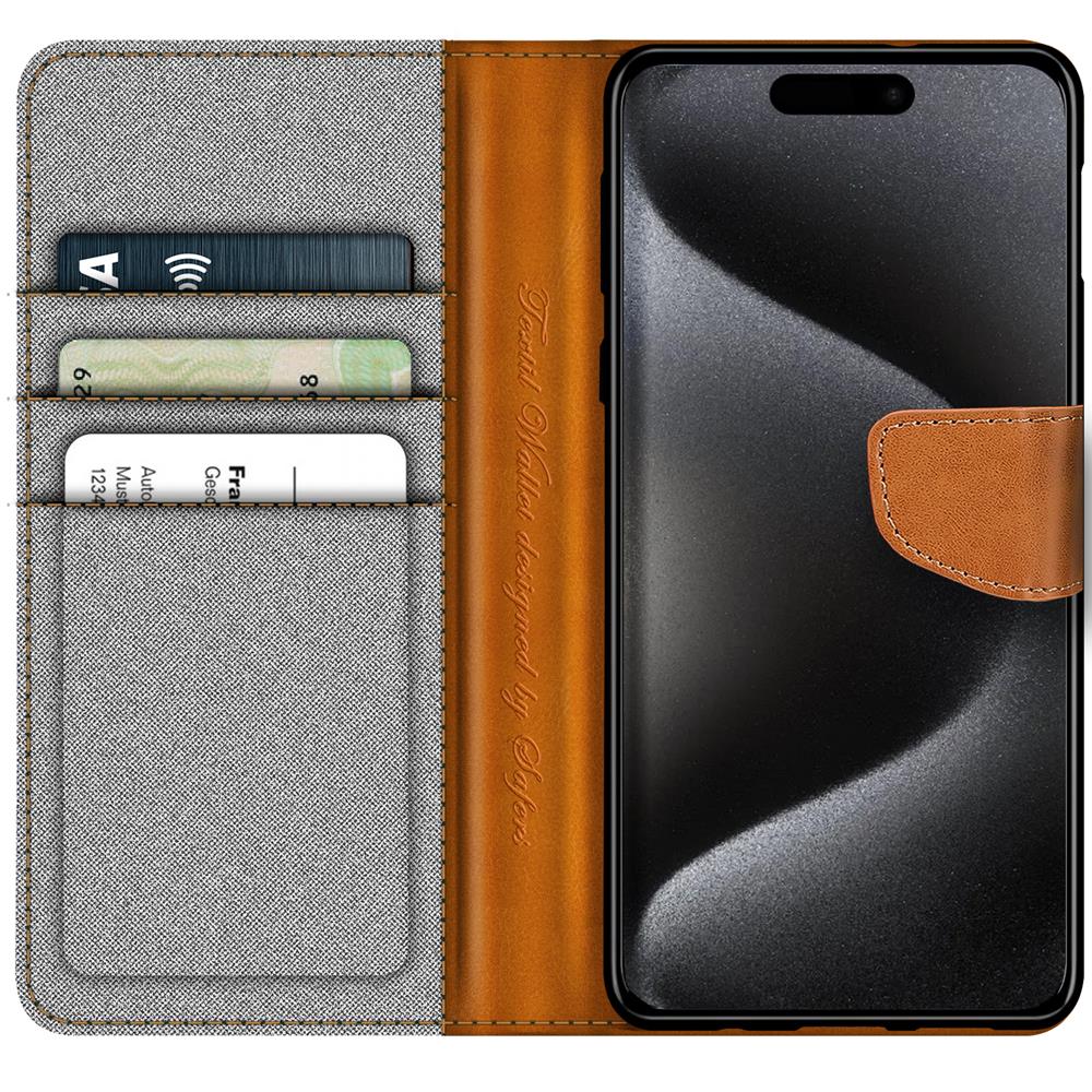 Textil Wallet für Apple iPhone 16 Pro Max in Grau