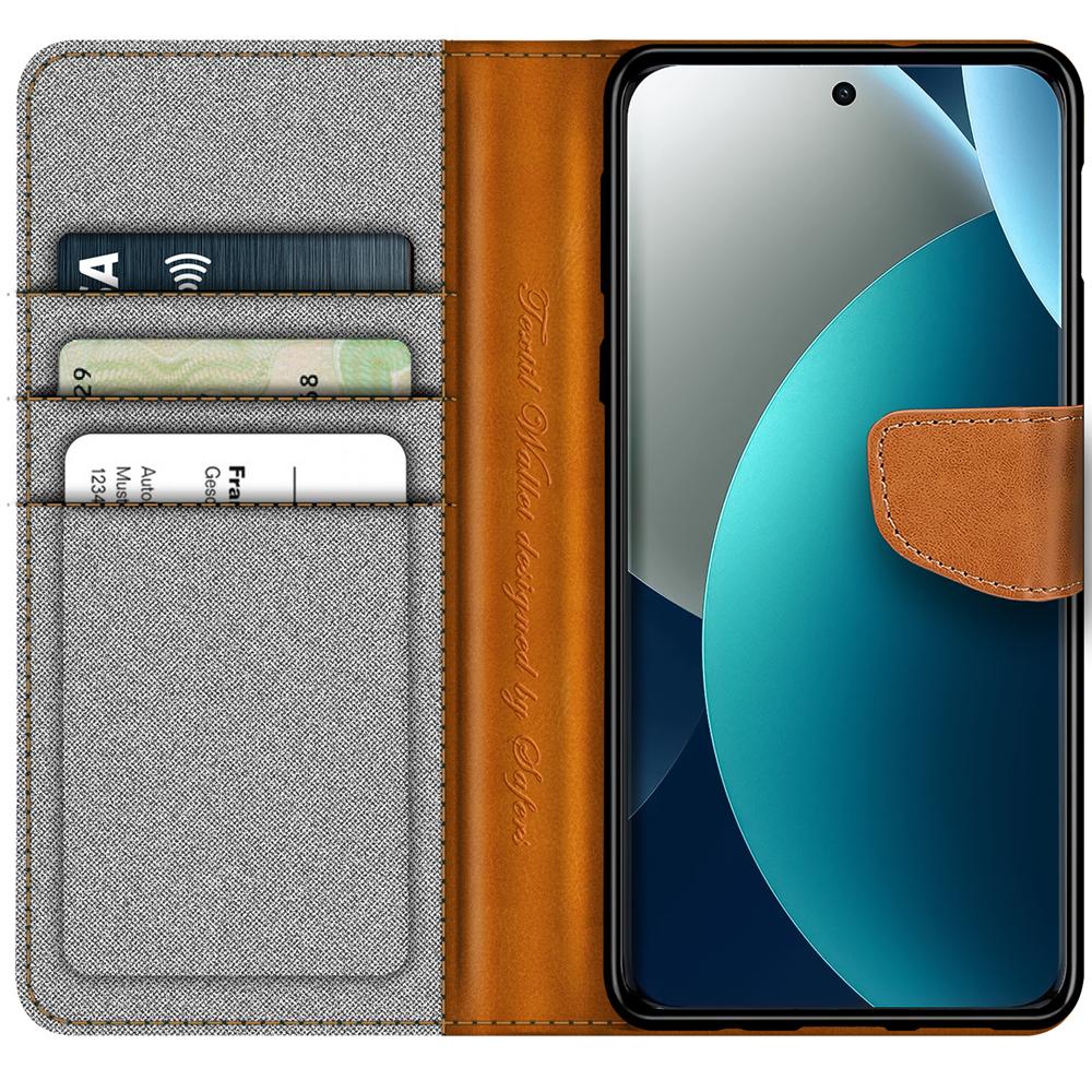 Textil Wallet für Xiaomi Redmi Note 15 Pro 4G in Grau