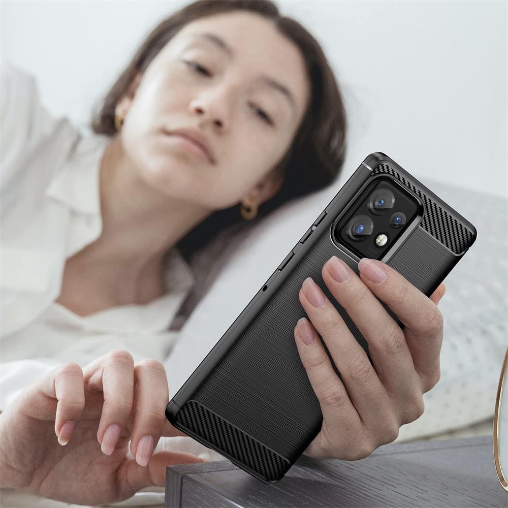 Carbon Brush TPU für Motorola Edge 40 Pro in Schwarz