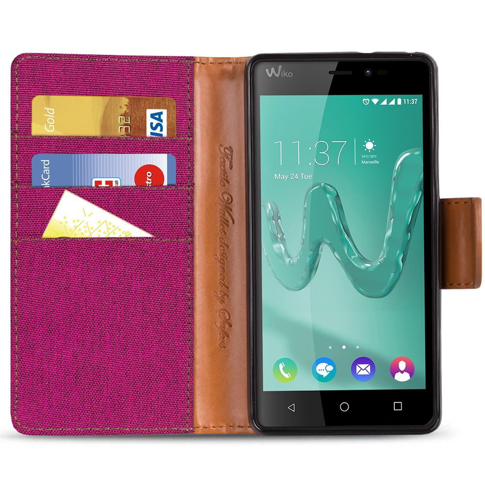 Textil Wallet für Wiko Freddy in Pink