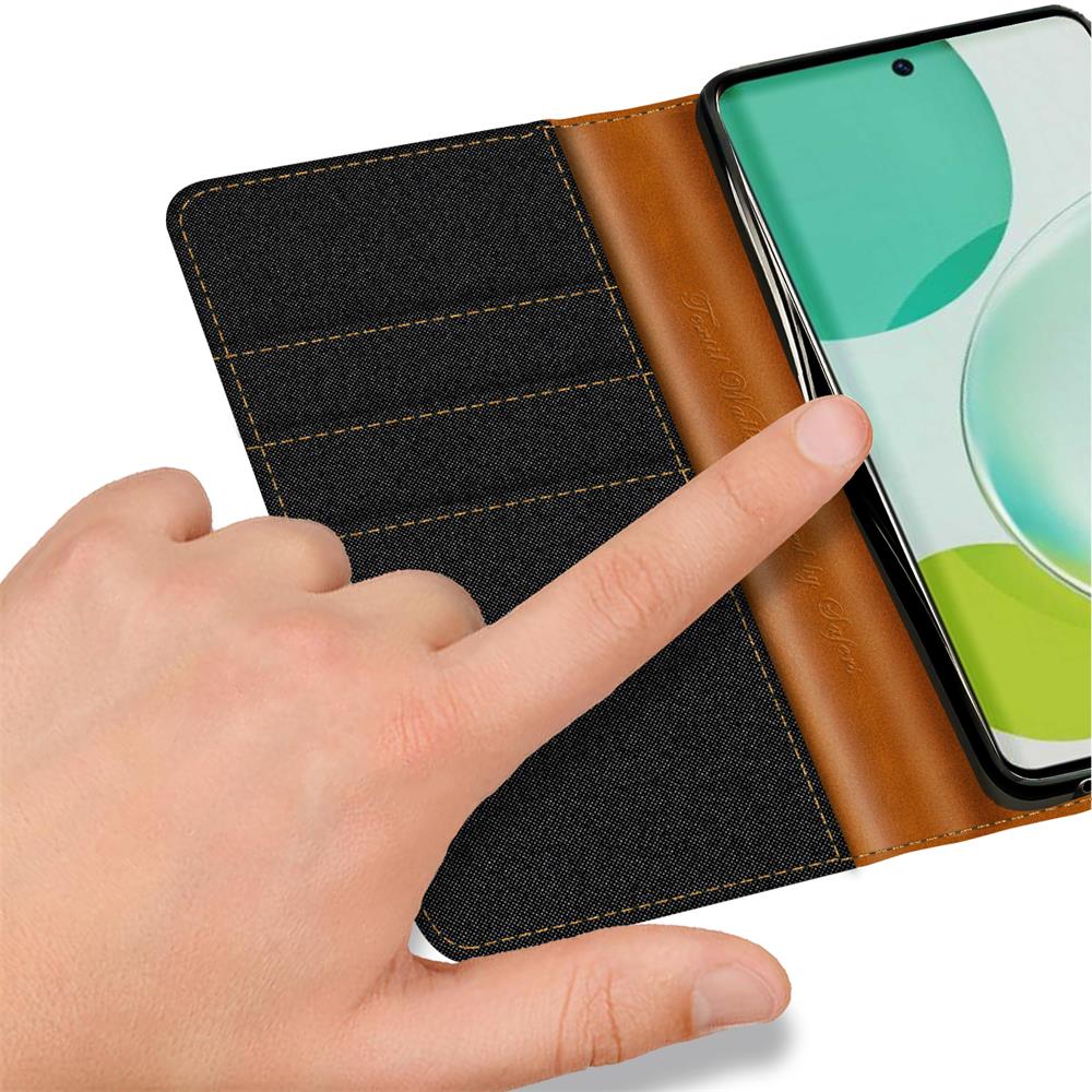 Textil Wallet für Huawei Nova 11 i in Schwarz