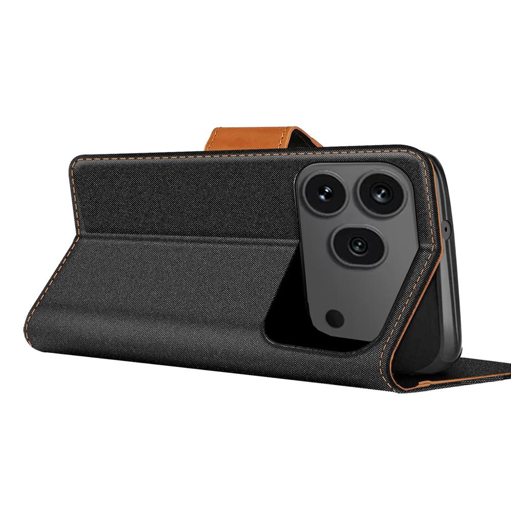 Textil Wallet für Honor 600 Pro in Schwarz