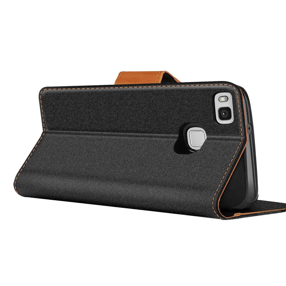 Textil Wallet für Huawei P9 Lite in Schwarz