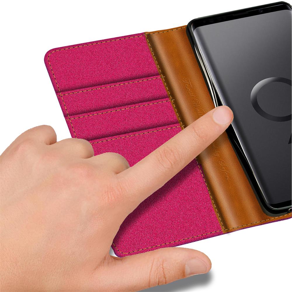 Textil Wallet für Samsung Galaxy S9 Plus in Pink