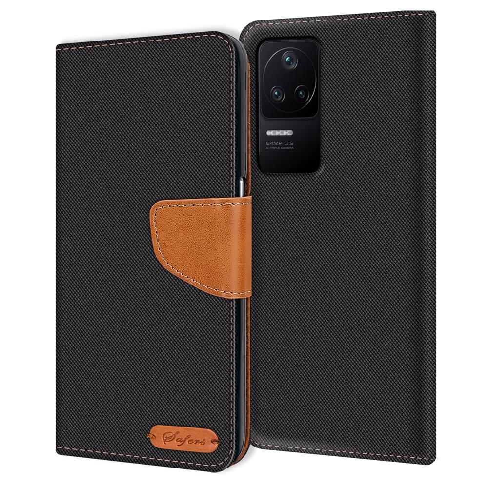 Textil Wallet für Xiaomi Poco F4 in Schwarz