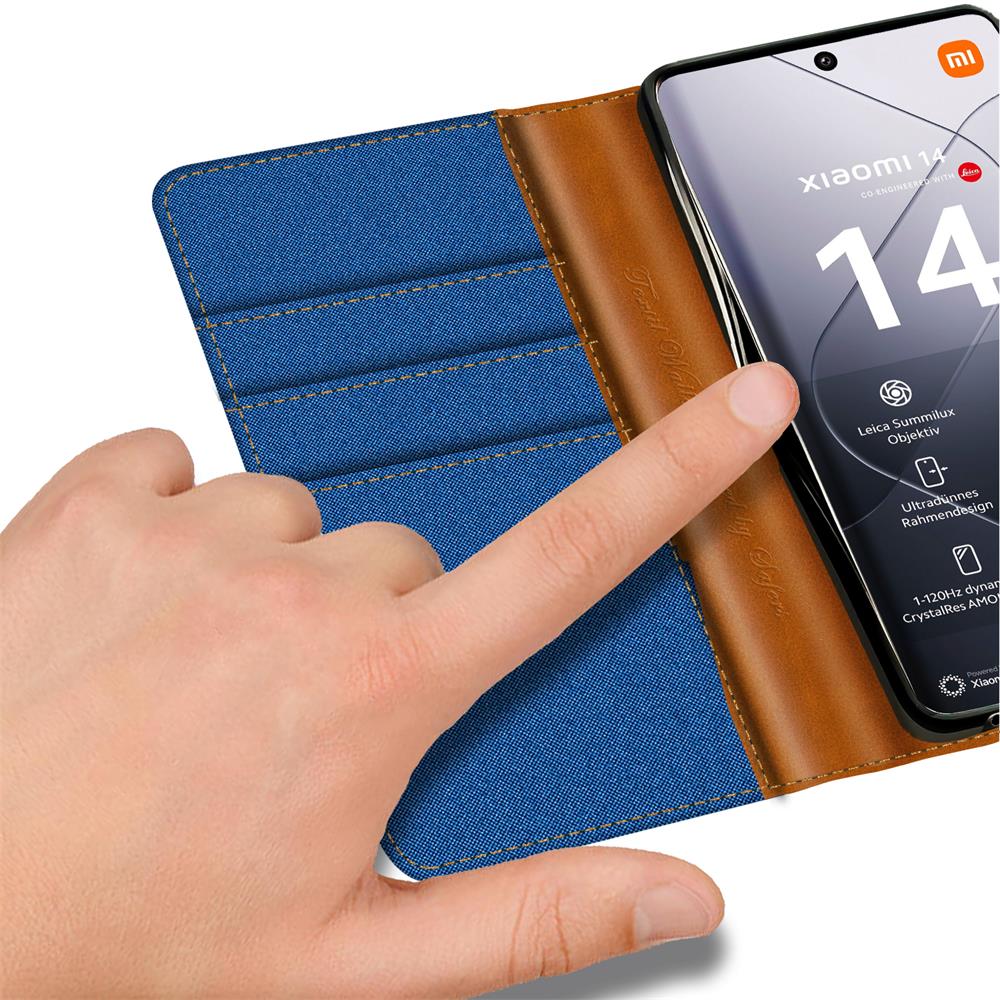 Textil Wallet für Xiaomi 14 Ultra in Blau