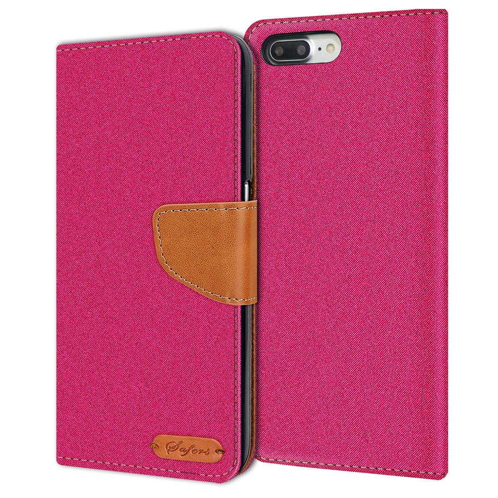 Textil Wallet für Apple iPhone 7 Plus / 8 Plus in Pink