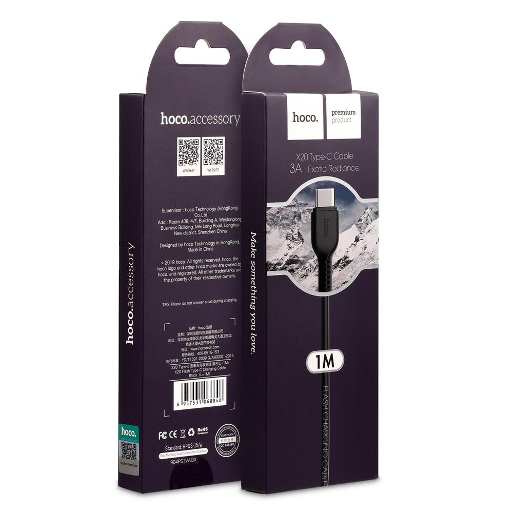 Hoco USB Kabel - X20 Type C - 3M in Schwarz