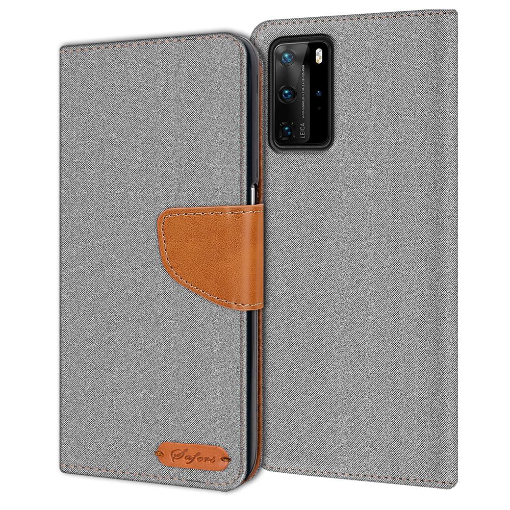 Textil Wallet für Huawei P40 Pro in Grau