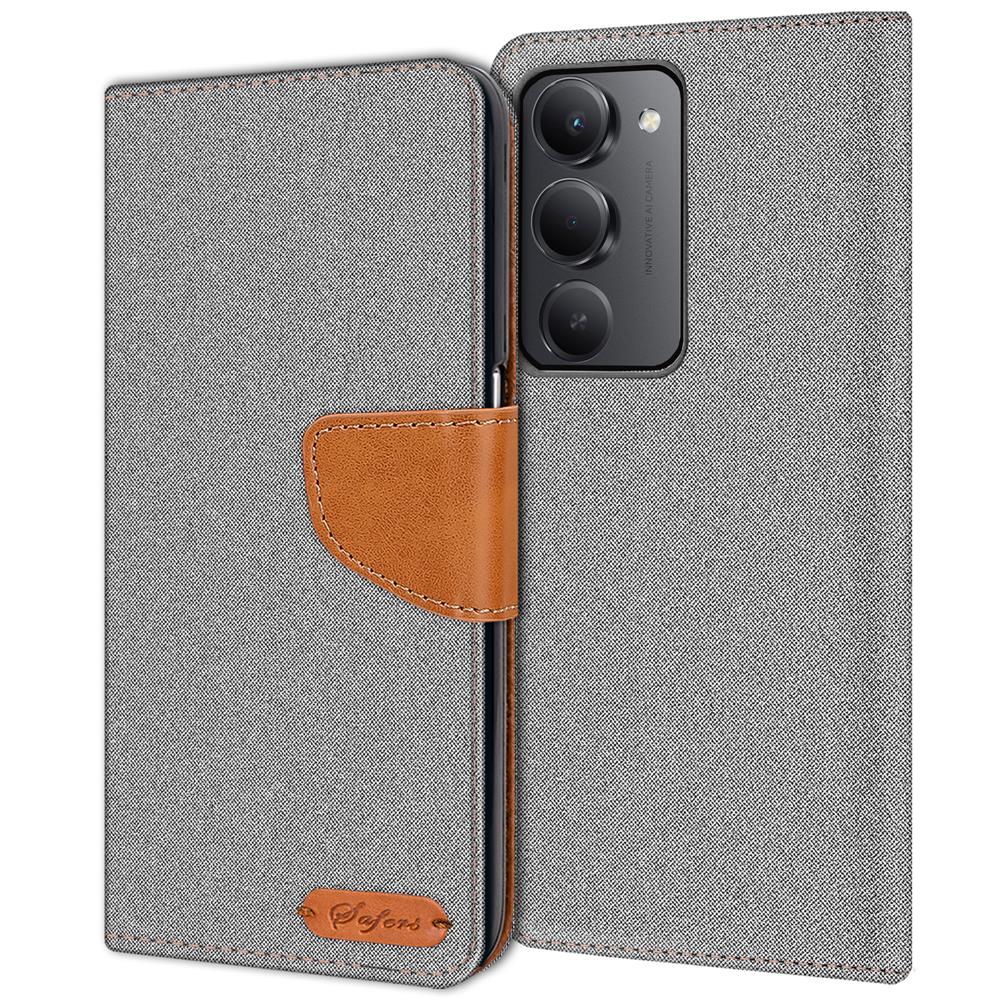 Textil Wallet für Xiaomi Redmi 15 4G/5G in Grau