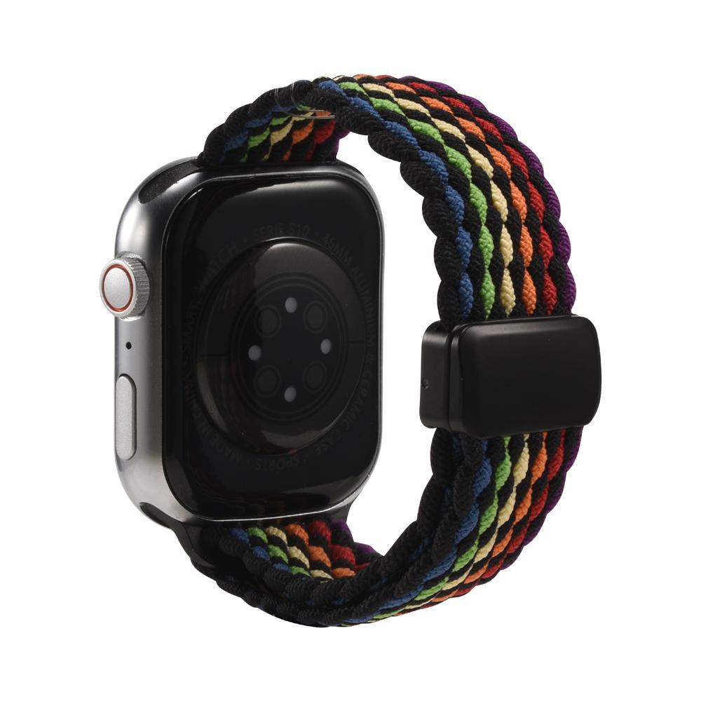 Loop Nylonarmband für Apple Watch 1-11/SE1-3/Ultra1-3 - 42/44/45/49mm in Schwarz Regenbogen - Universal