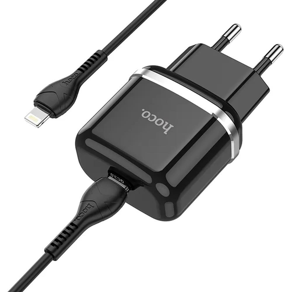 Netz-Ladegerät Hoco - N24 Lightning in Schwarz