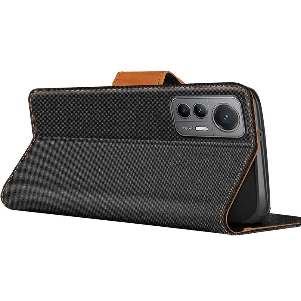 Textil Wallet für Xiaomi 12 Lite 5G in Schwarz