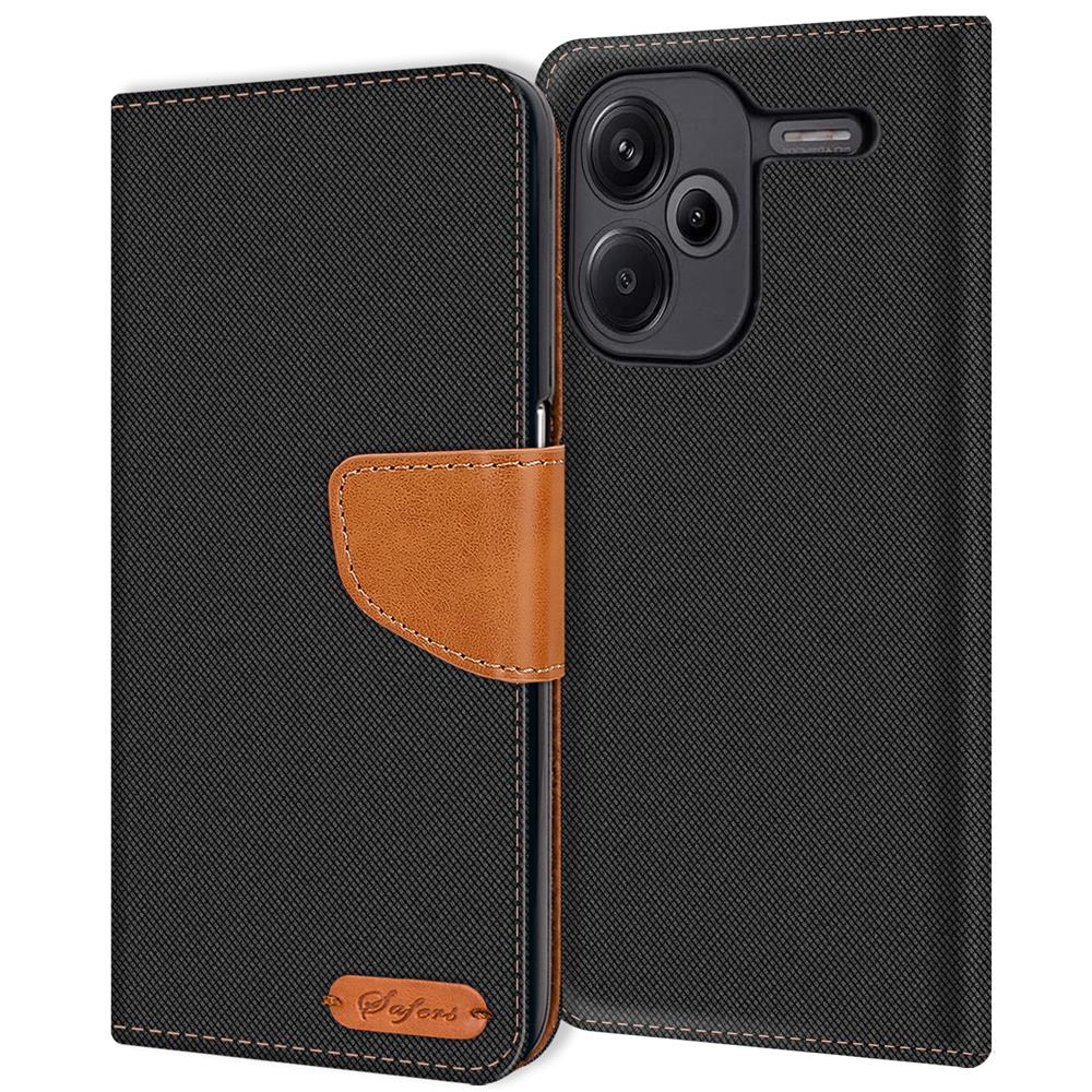 Textil Wallet für Xiaomi Redmi Note 13 Pro Plus 5G in Schwarz