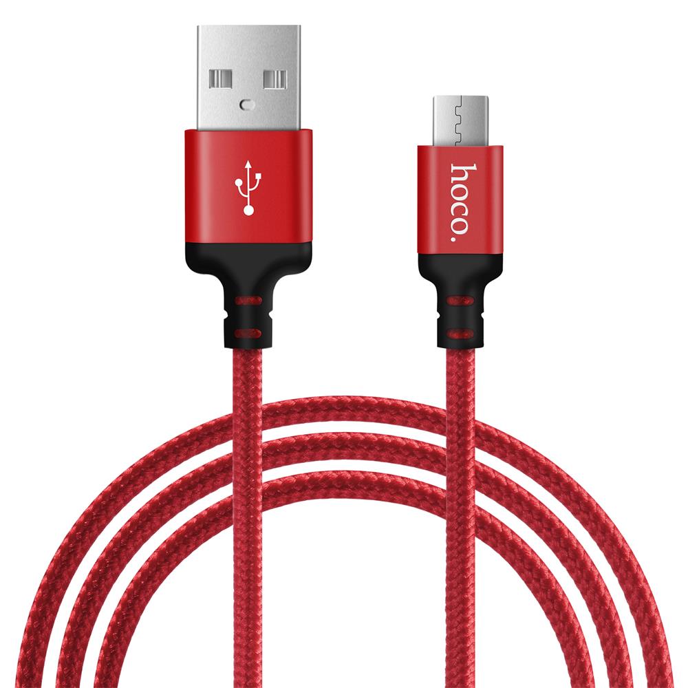 Hoco USB Kabel - X14 microUSB - 2M in Schwarz-Rot
