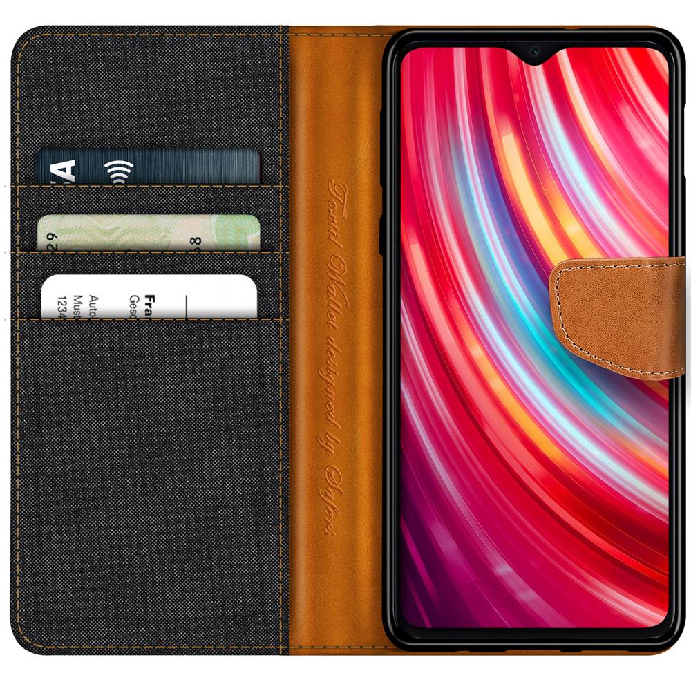 Textil Wallet für Xiaomi Redmi Note 8 Pro in Schwarz