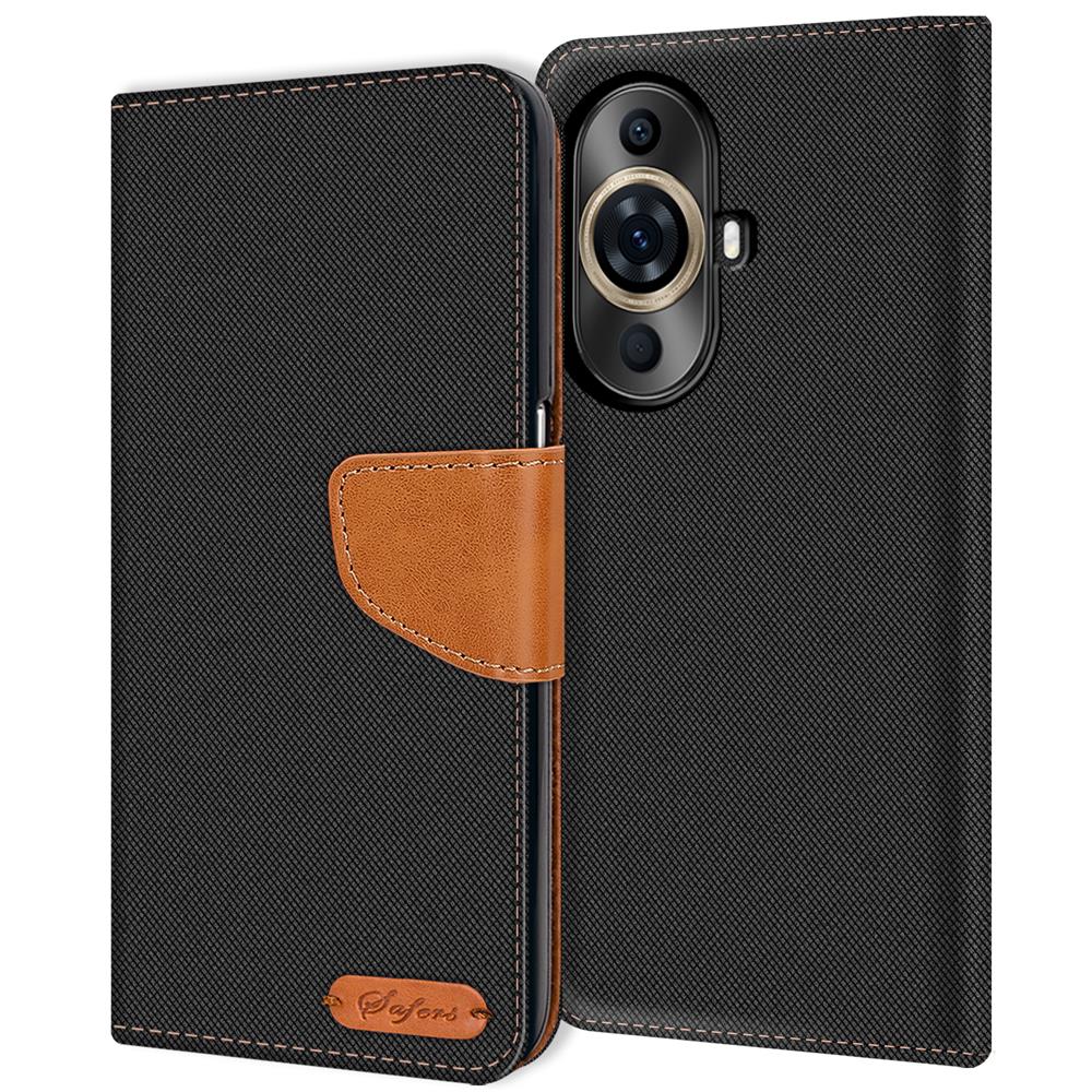 Textil Wallet für Huawei Nova 11 Pro in Schwarz