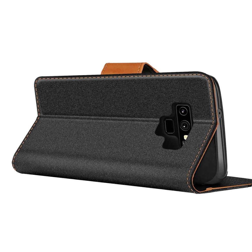 Textil Wallet für Samsung Galaxy Note 9 in Schwarz