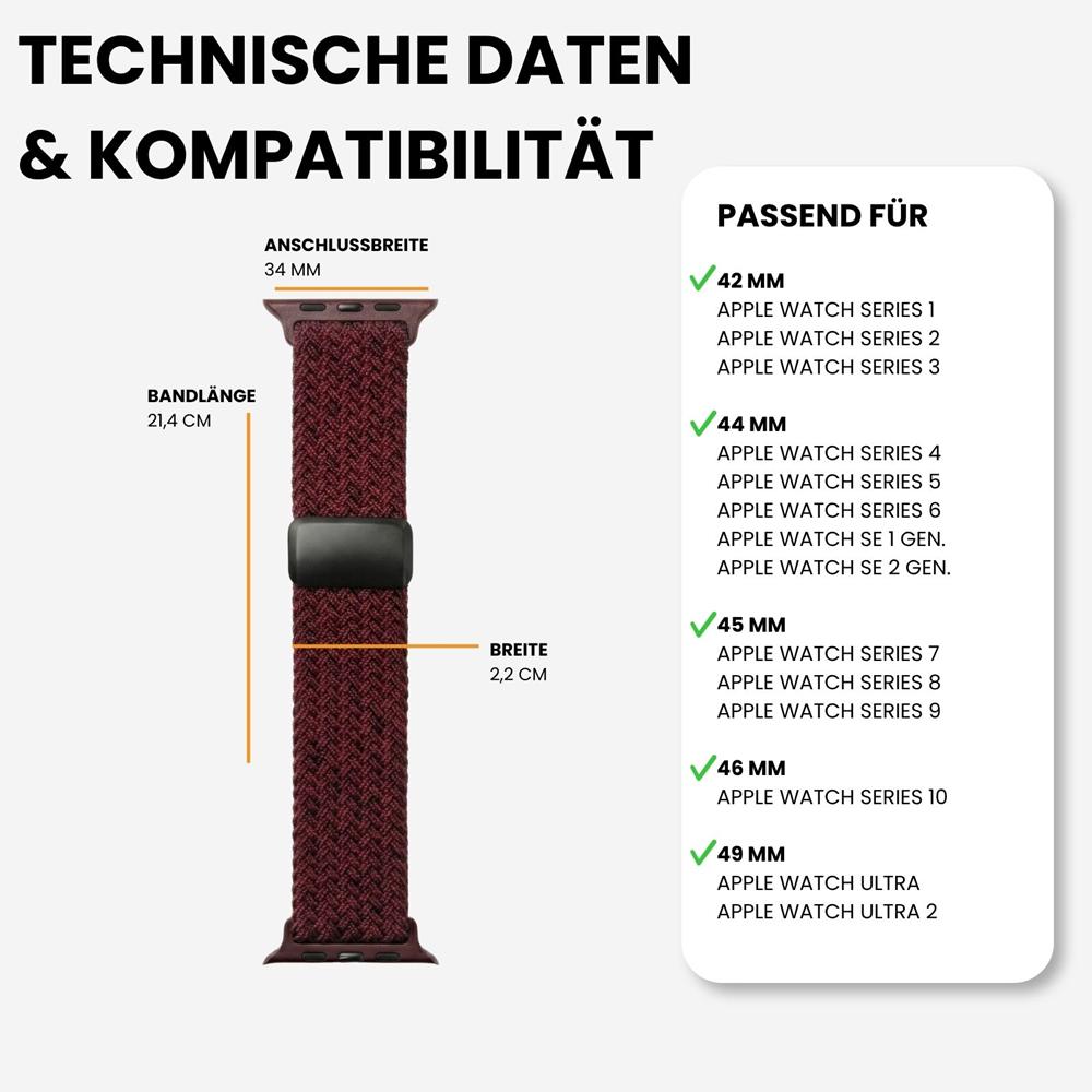 Loop Nylonarmband für Apple Watch 1-11/SE1-3/Ultra1-3 - 42/44/45/49mm in Kirschblüte - Universal