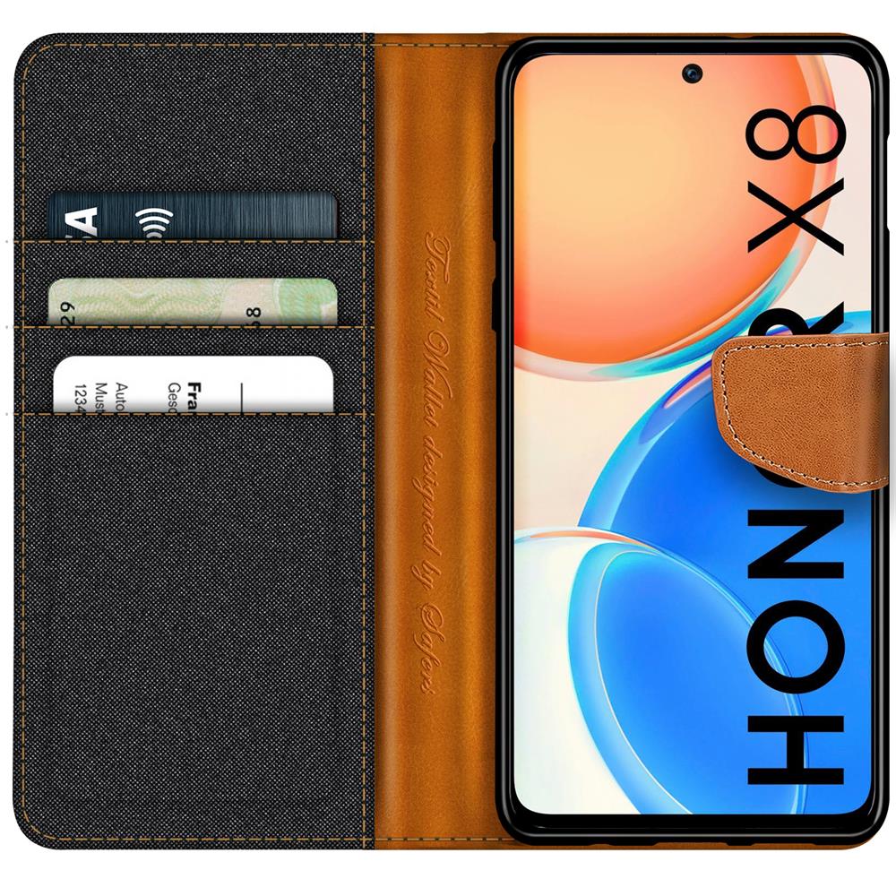 Textil Wallet für Honor X8 in Schwarz